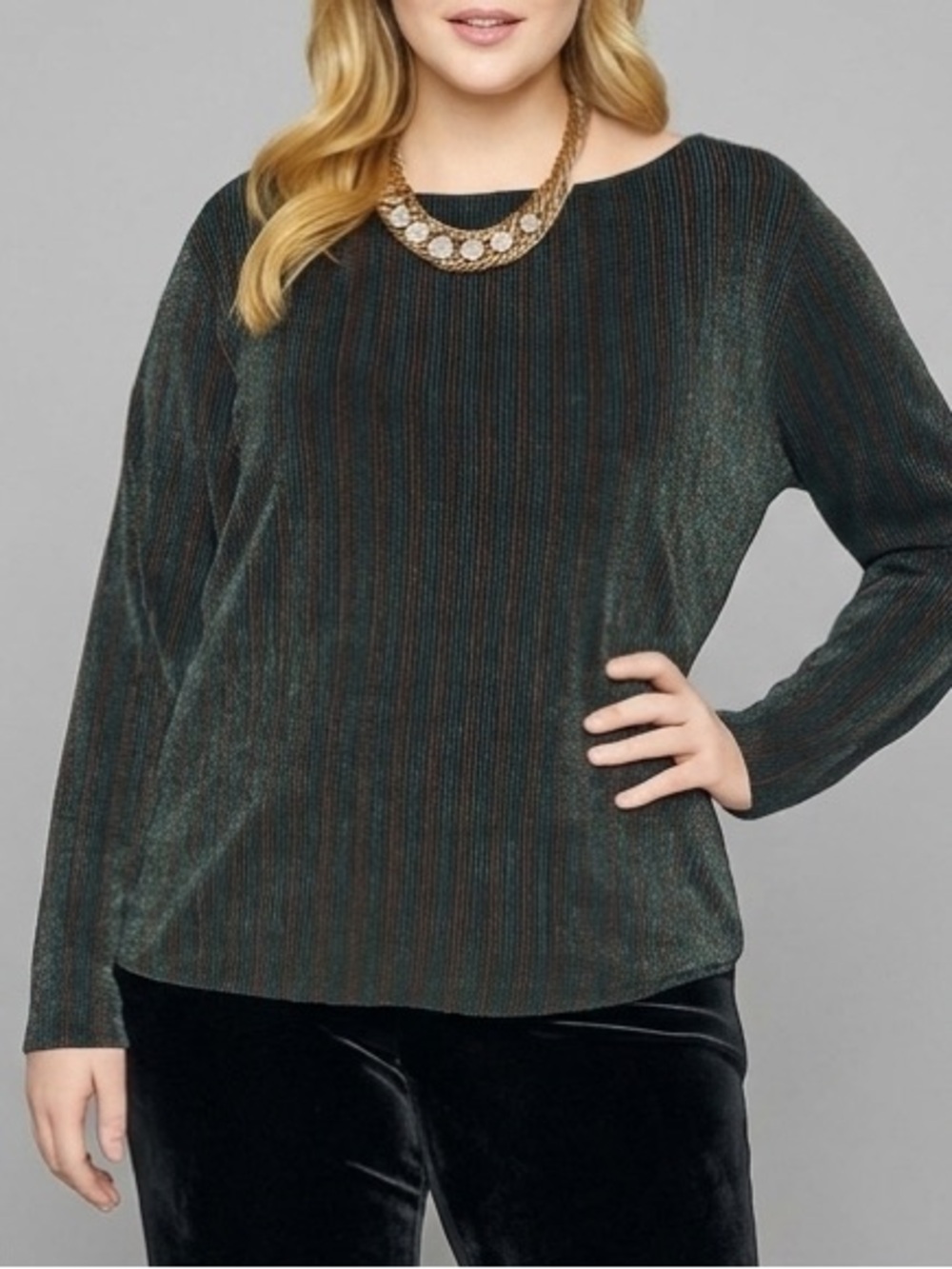 ADDITION ELLE Glitter Blouse Crew Neck Holiday Wear Plus size 4X